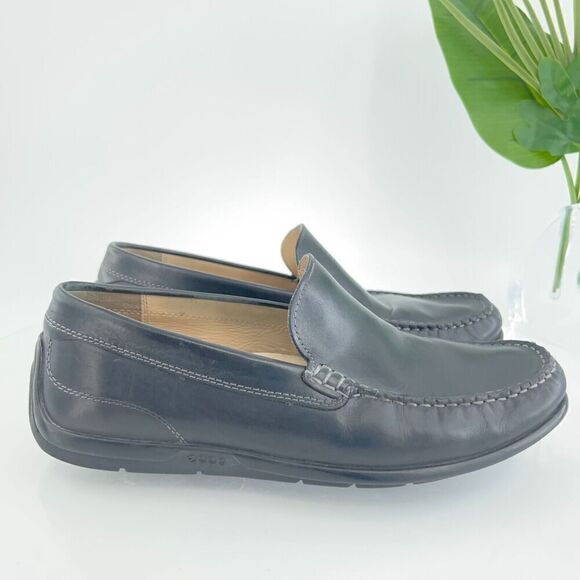 Ecco Men's Classic Moc Loafer Size 40 6 Driving Shoe Black Leather Slip On Comfy - Picture 2 of 14